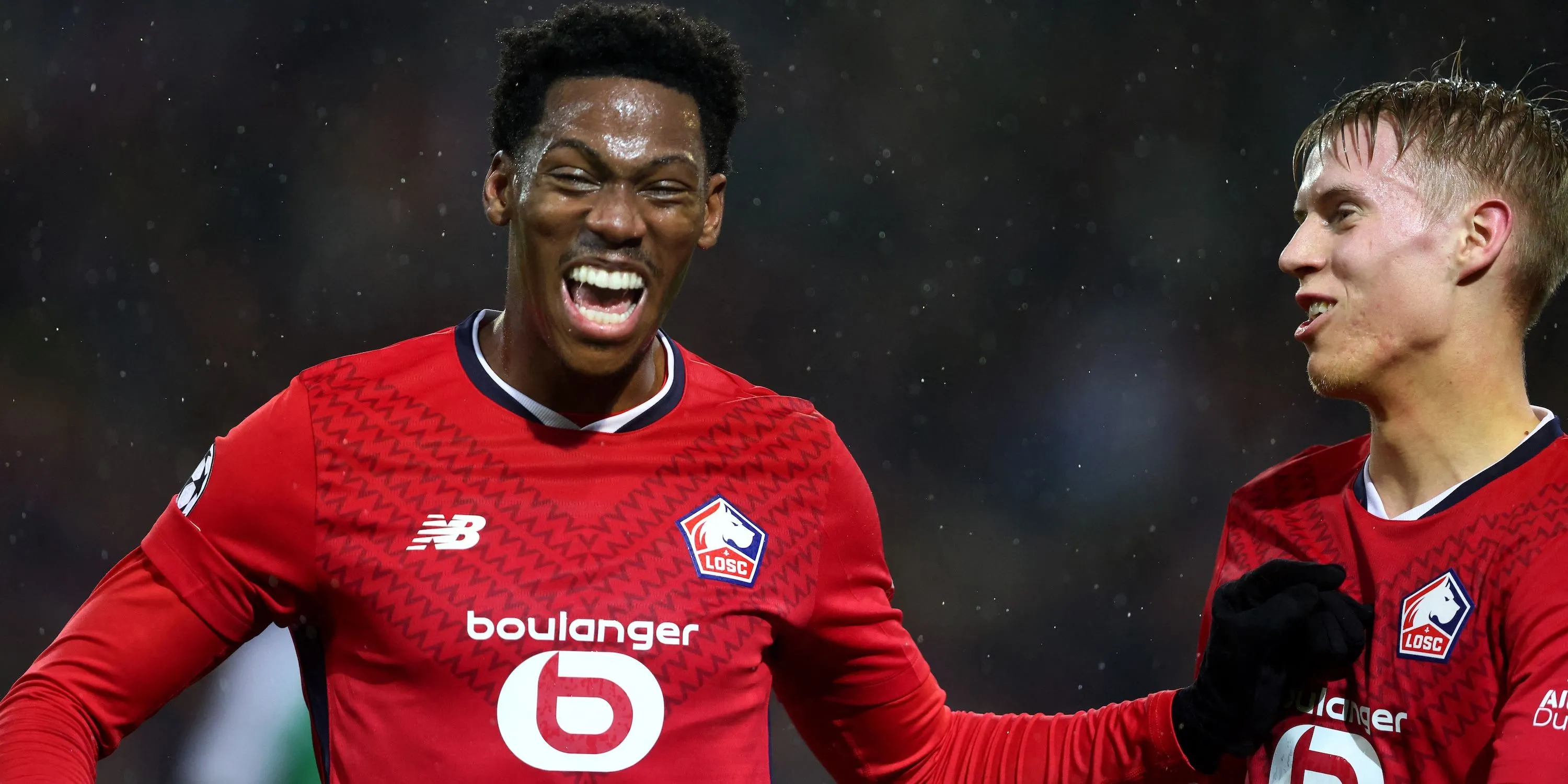 Jonathan David ăn mừng bàn thắng cho Lille