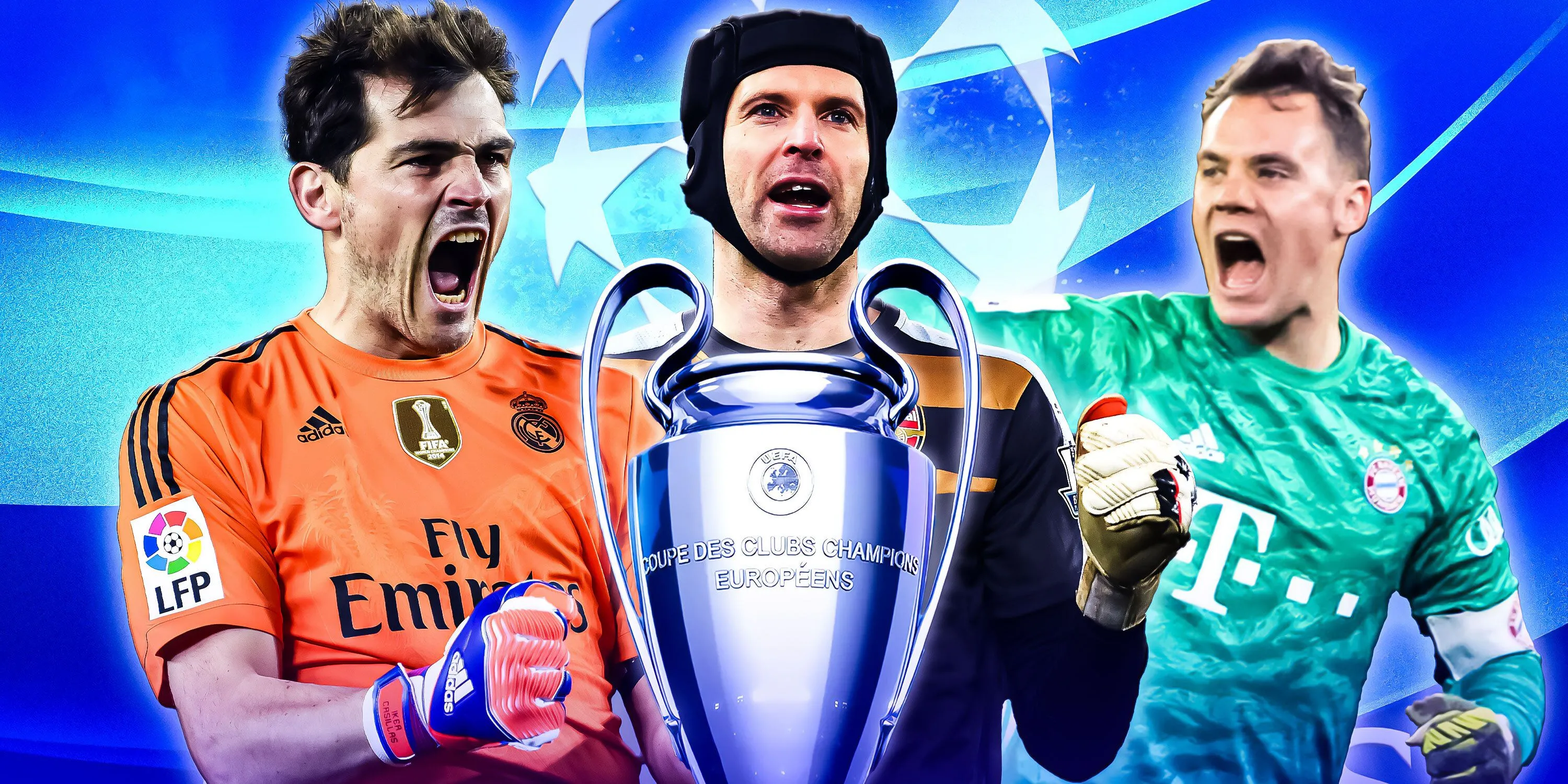 Manuel Neuer tại Bayern Munich, Iker Casillas tại Real Madrid và Petr Cech tại Chelsea, ba trong số những thủ môn vĩ đại nhất lịch sử Champions League.